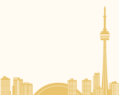 Toronto skyline with the Canadian flag
